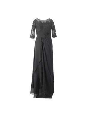 Wedding Dress NWT Sz 8 Black Mesh Embroidered Ruched Dress